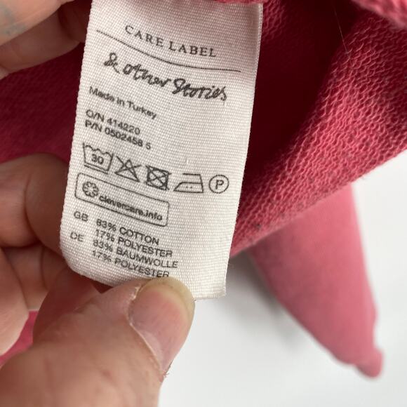 & Other Stories Top Women’s Large Pink Sweatshirt Cropped Fall Feminine Boxy - Picture 6 of 9